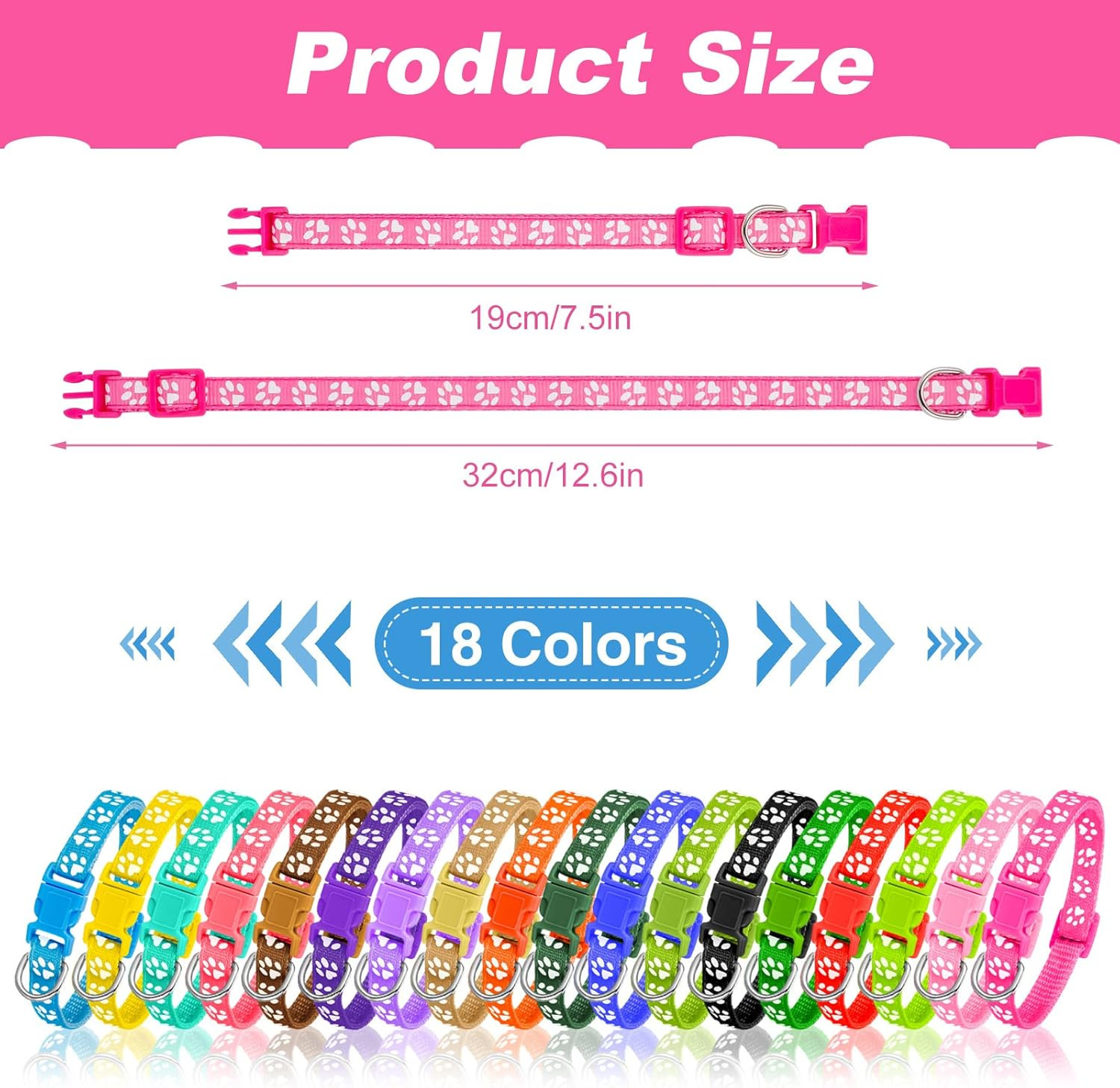 18 Pcs Puppy Collars for Litter Adjustable Puppy Whelping Collars Soft Nylon Pup