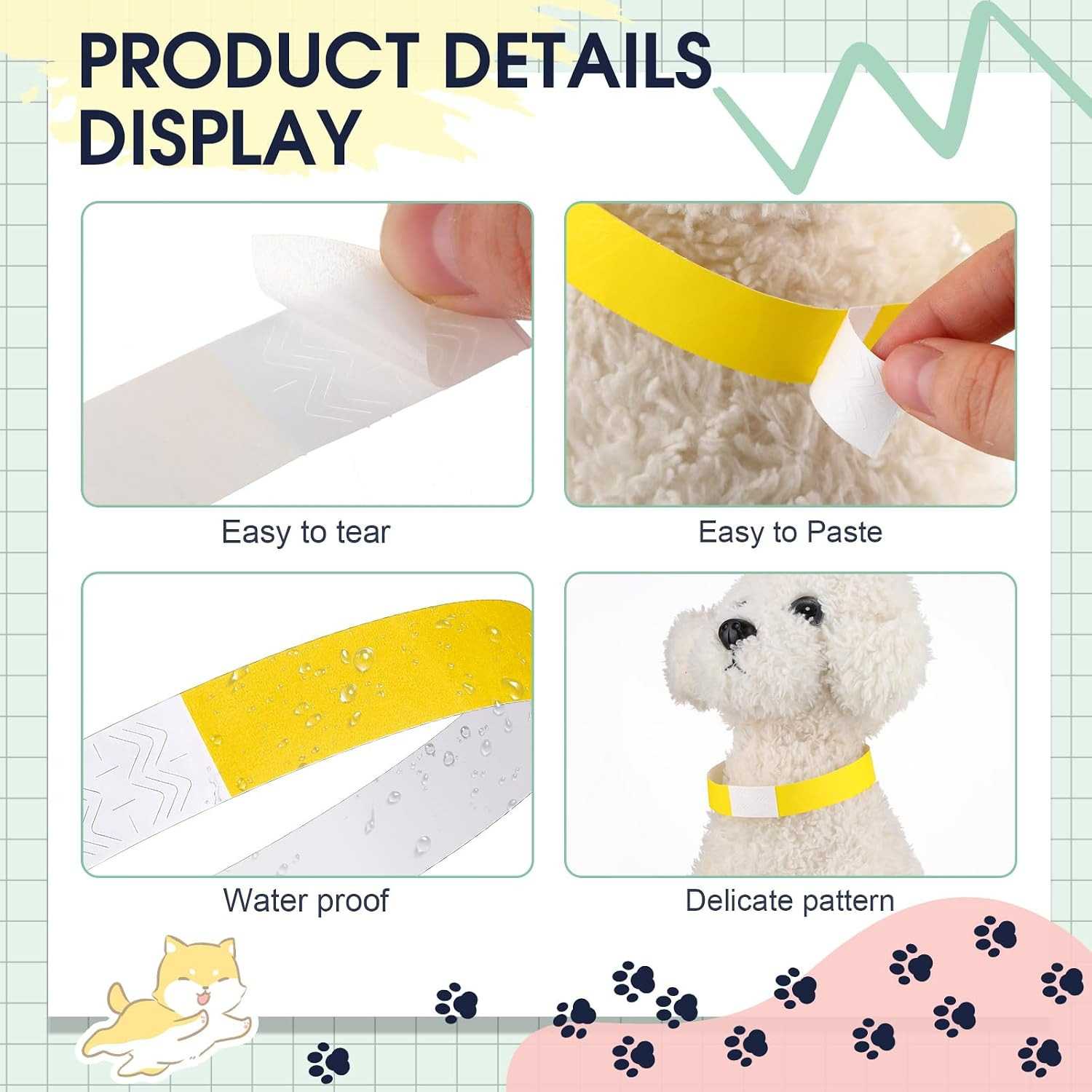 500 Count 18.5 Inch Paper Dog Collars Waterproof Whelping Collars Puppy Newborn