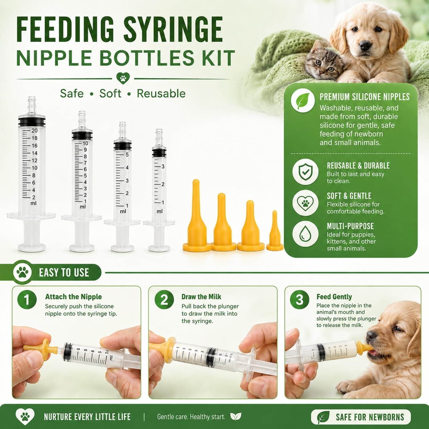 Newborn Puppy Kitten Bottle Feeding Kit