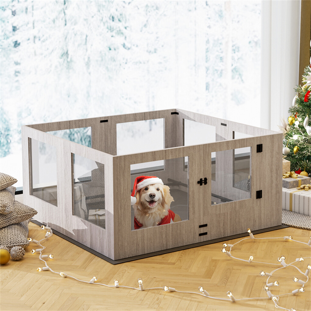 XL Safest Tempered Glass Dog Whelping Pen Box Shatter-proof Playpen Exercise Box