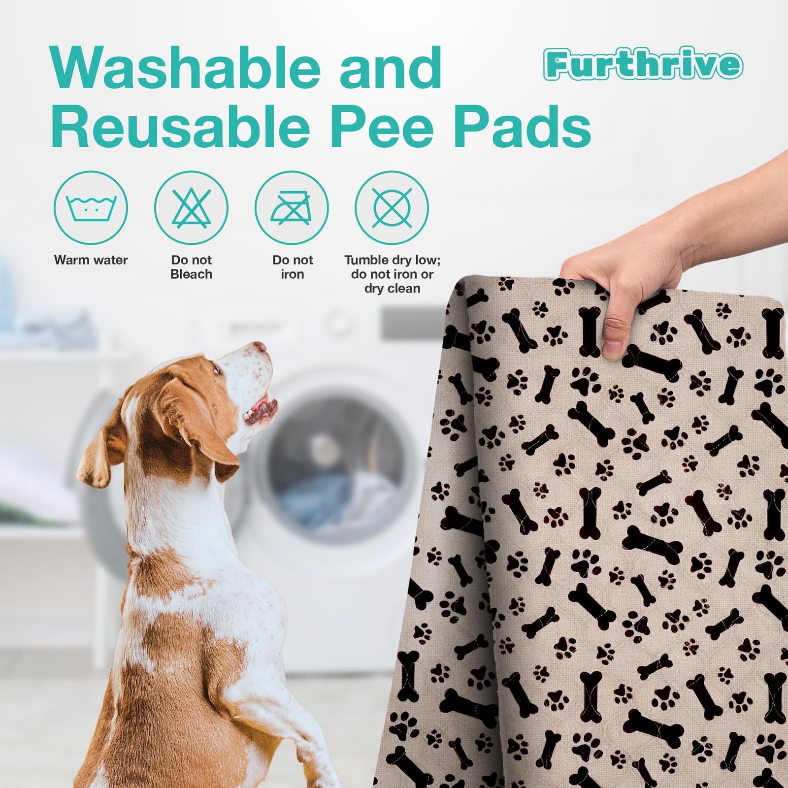 Furthrive Washable Pee Pads for Dogs with Pheromone Attraction, Reusable Pupp…