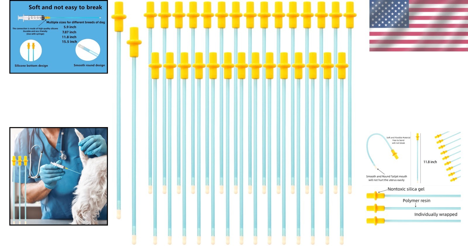 50-Pack Disposable Animal Insemination Rods – Flexible, Safe Breeding Tubes f…