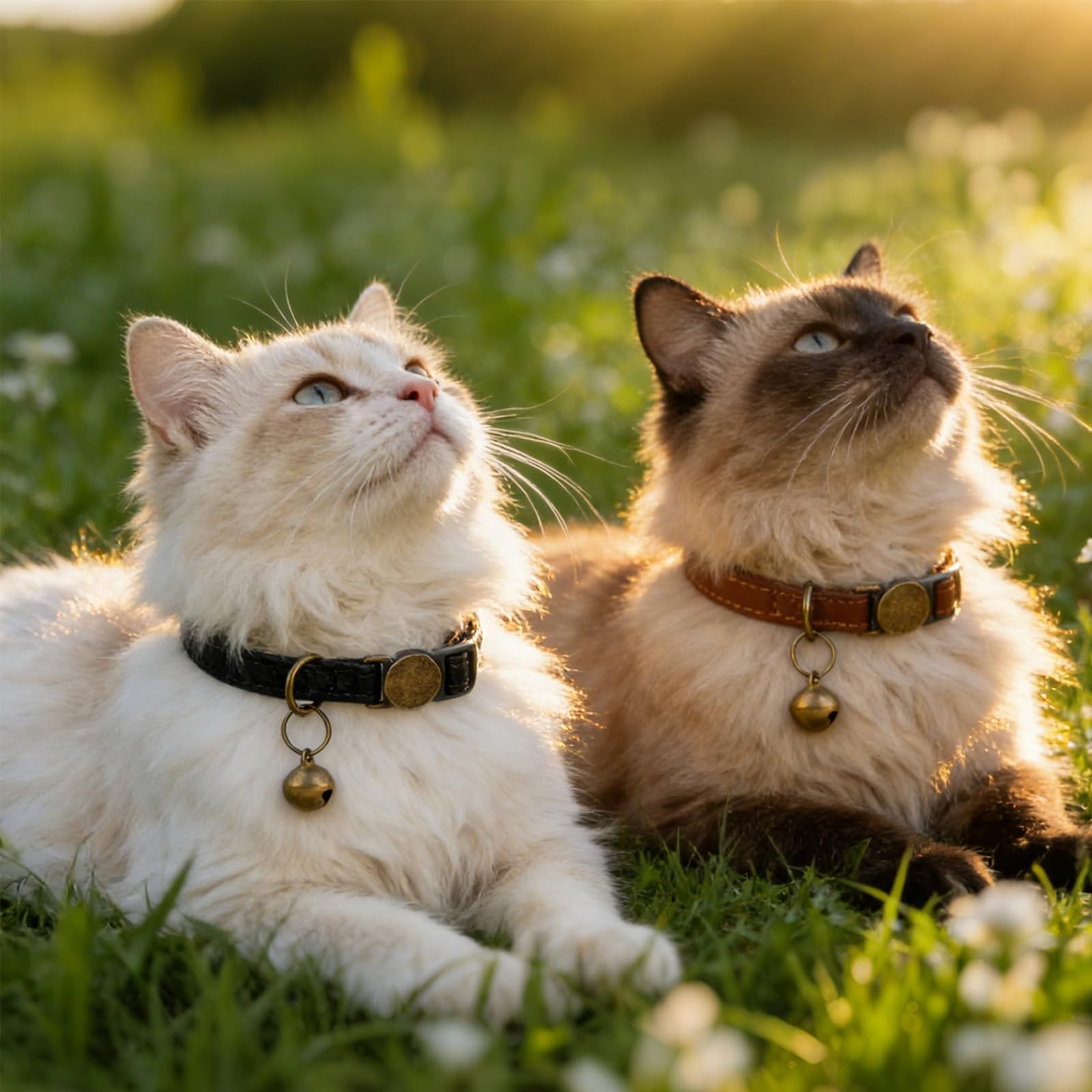 2 Pcs Retro Leather Cat Collar for Boy Cats, Adjustable Breakaway Cat Collar …