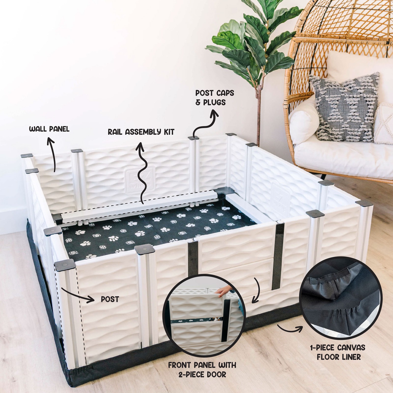 EZwhelp EZclassic 48″x48″ Puppy Whelping Box w/Rails & Liner, Black (Open Box)