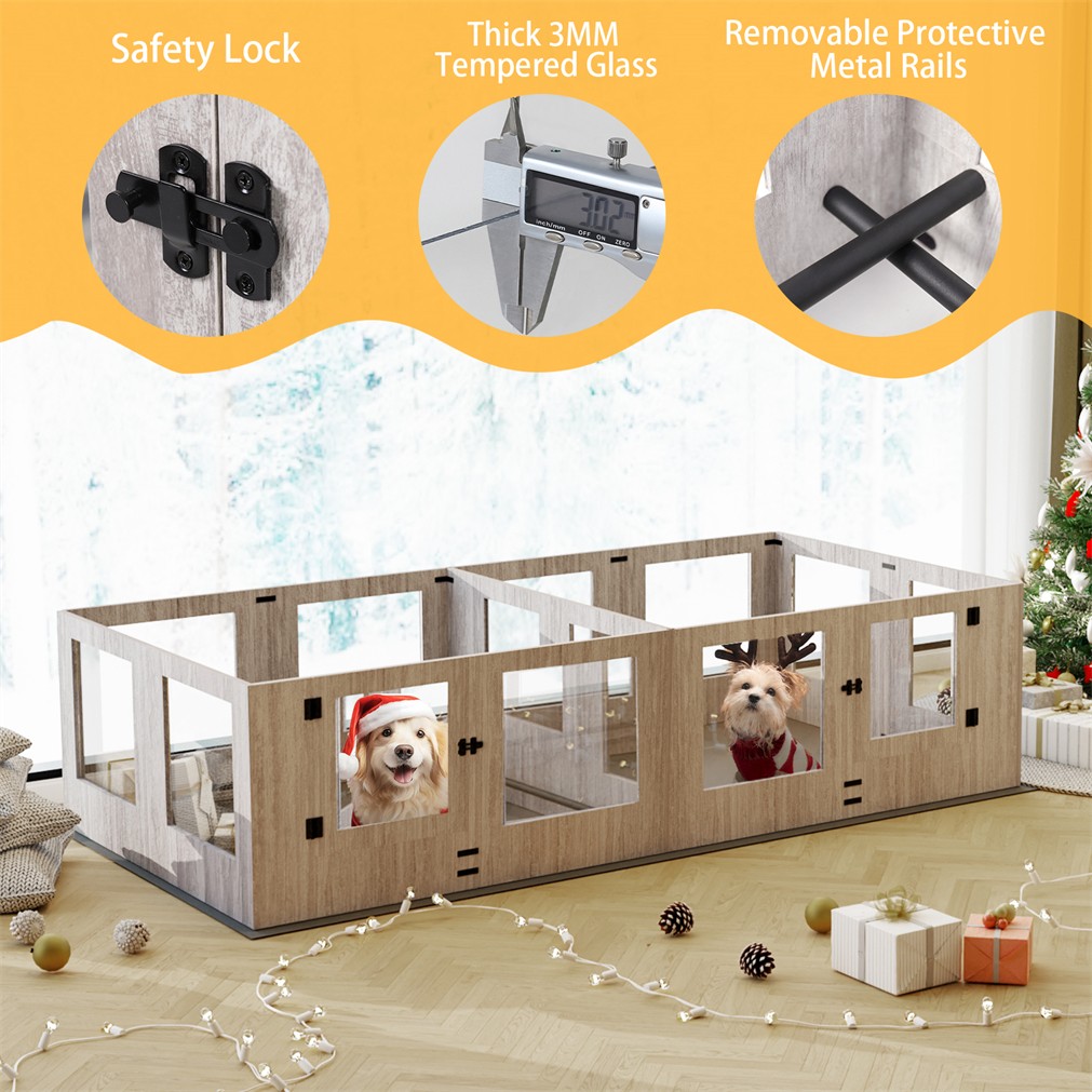 24” T Dog Cat Pen/ Whelping Box Fence Transparent Playpen Indoor Dog House