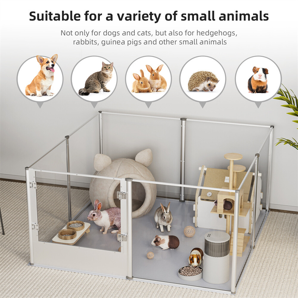 Acrylic Dog Whelping Box Pet Playpen Panel Fertility Pad Aviation Aluminum Frame