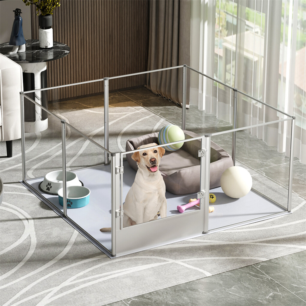 XXL Dog Playpen Pet Birth Fence Indoor Enclosure Scratch-Resistant Acrylic Box
