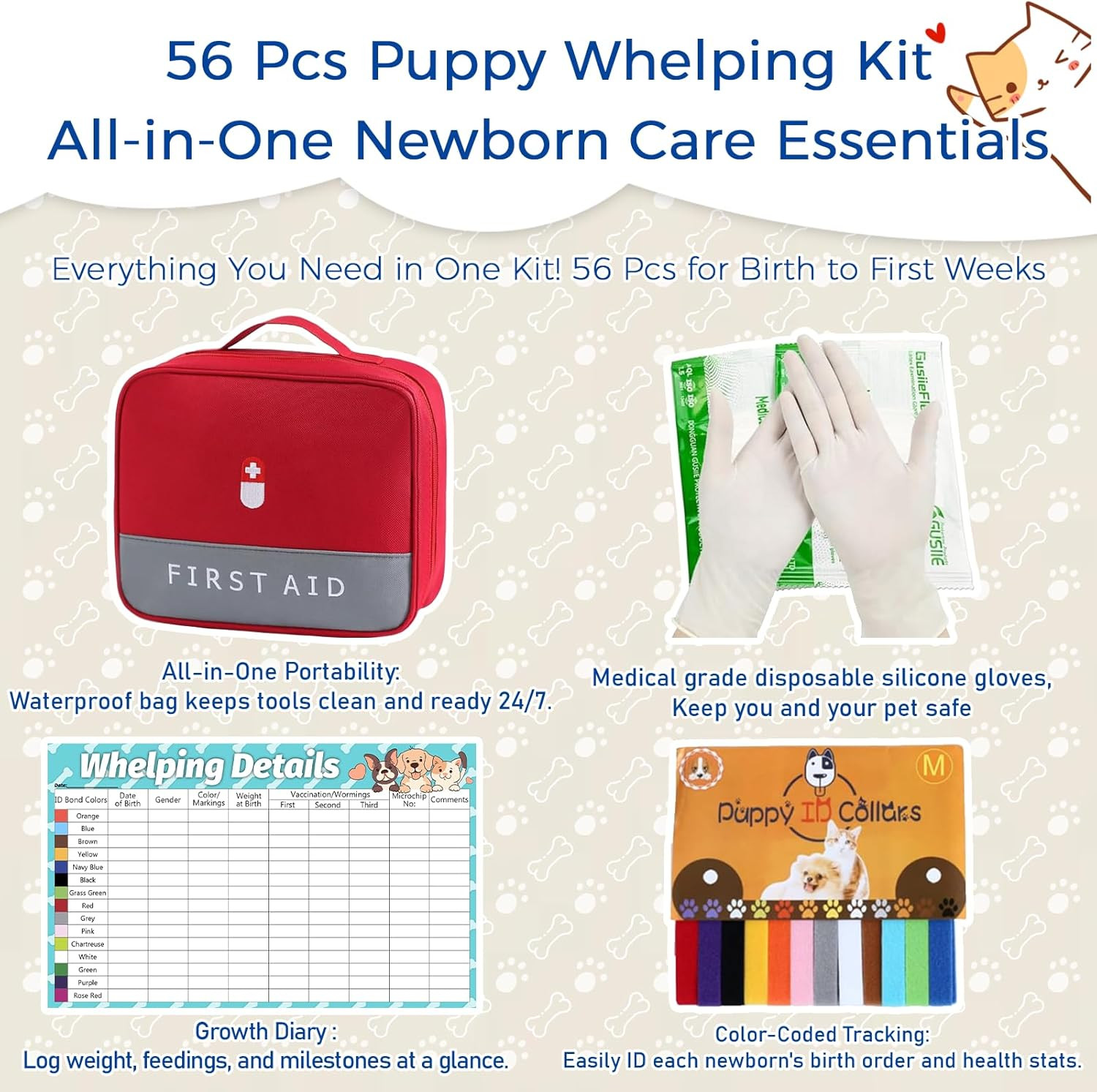 Puppy Whelping Kit, Kitten Puppy Whelping Supplies, Newborn Puppy Essentials, Wh