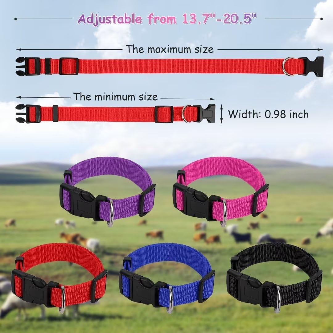 5 Pack Goat Collars with Bells, Horse Sheep Grazing Copper Bells and Adjustab…