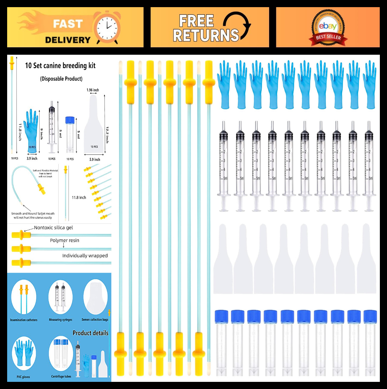 10 Set Dog Breeding Kit – AI Artificial Insemination Supplies for Medium Breeds
