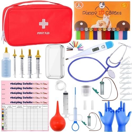 Complete Whelping Kit for Puppy Kitten Birth Supplies Feeding Tubes Collars