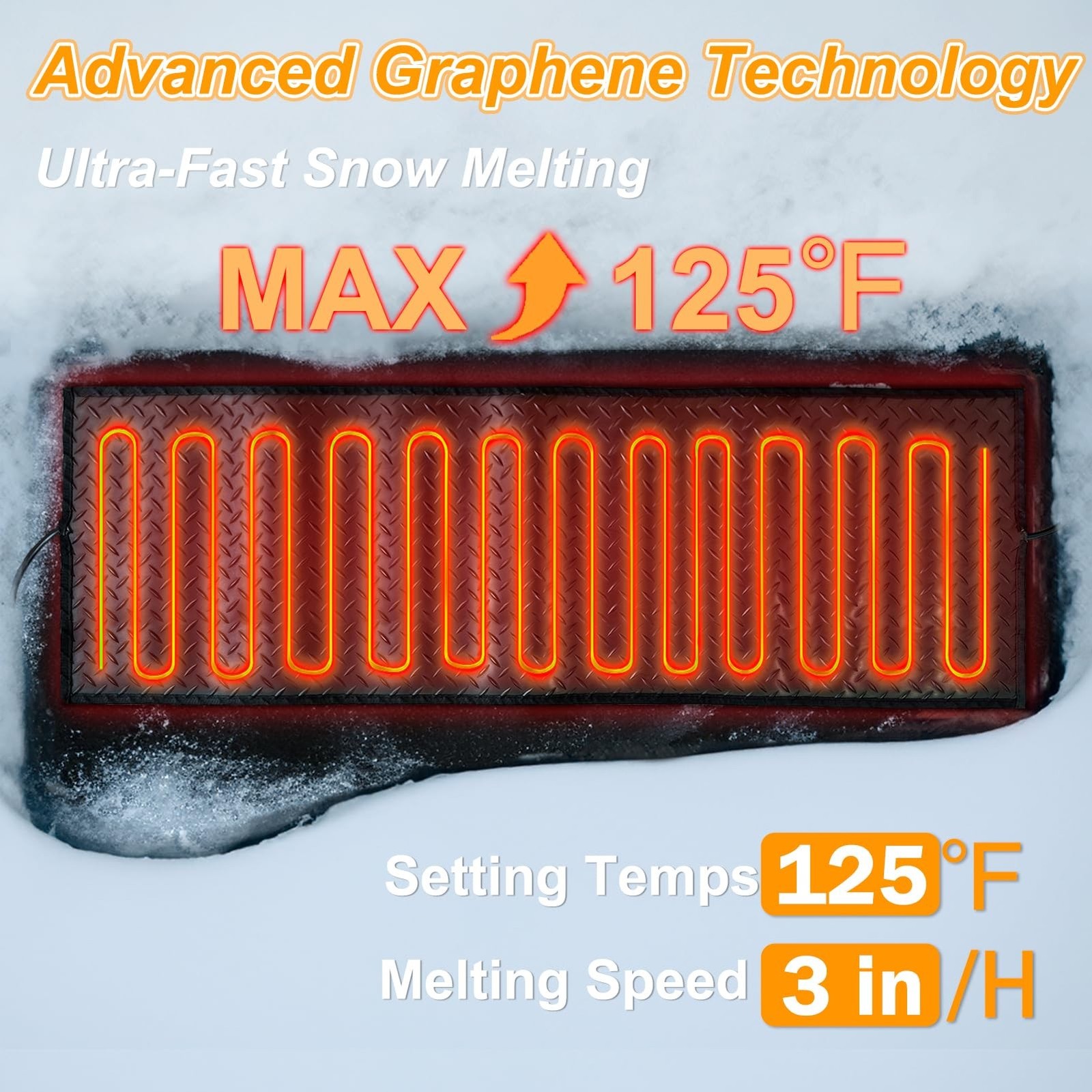30” x 30” Snow Melting Mats Outdoor, Heated Snow Melting Mats, Electric Ice…