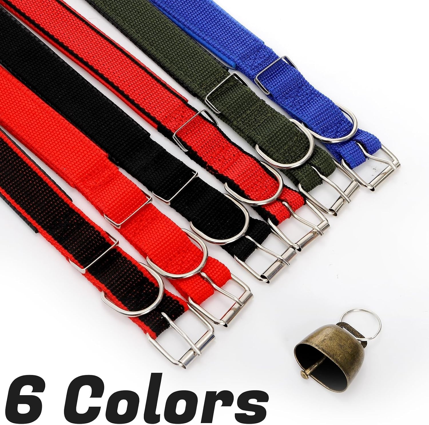 12 Pack Goat Collars with Bells, Adjustable Nylon Sheep Collar with Anti-Lost