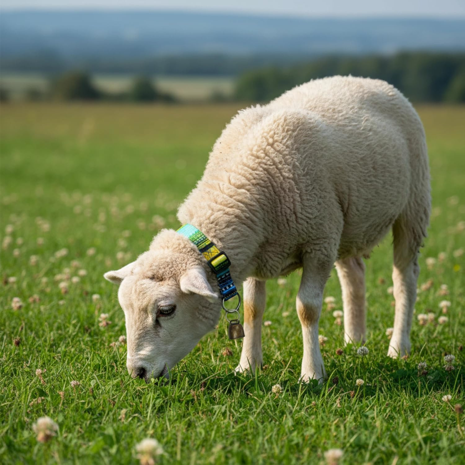 Goat Collars and Bells，Durable Nylon Adjustable Collar for Farm Animals, Sheep,