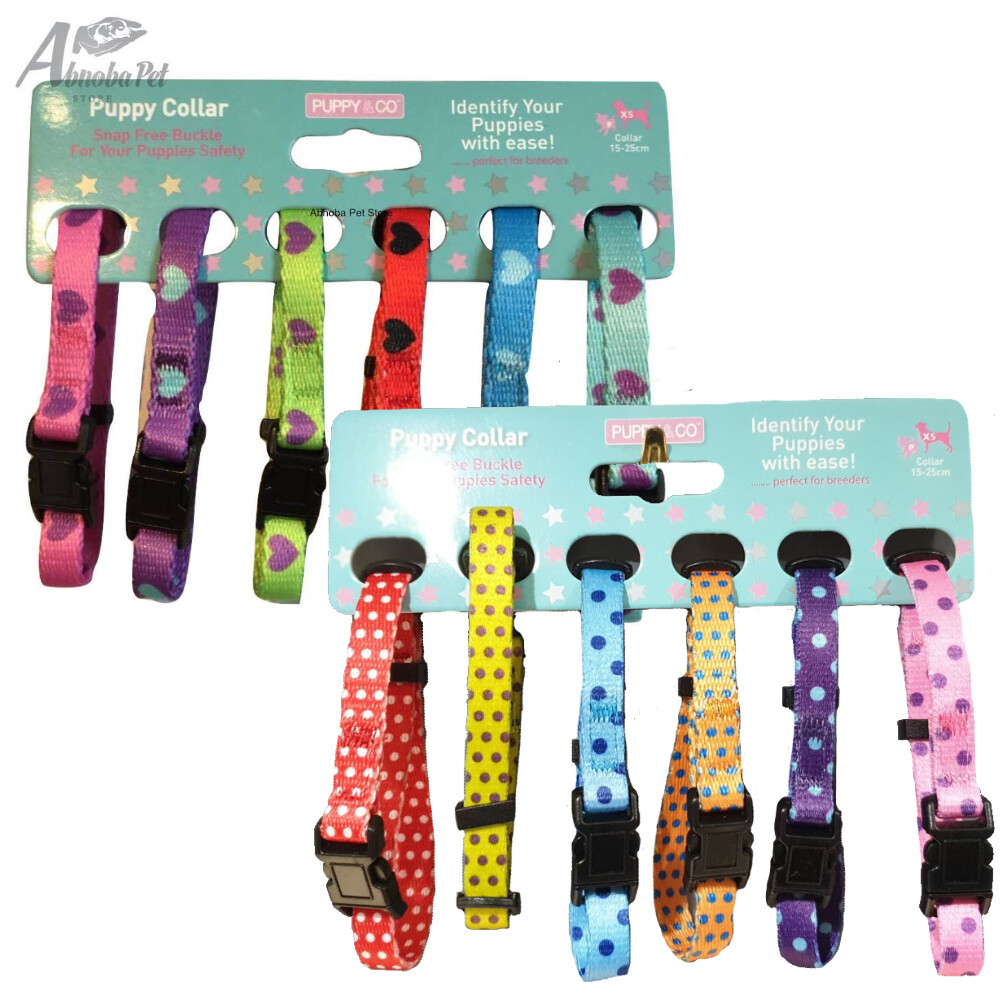 Hem & Boo HEARTS & STARS Nylon Whelping Collars Identify Puppies With Ease 12pk