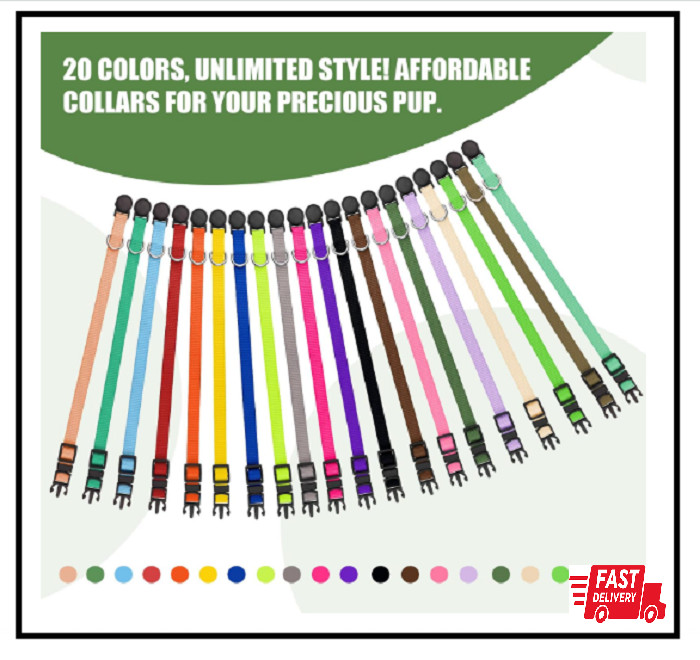 20 Pack Puppy ID Collar Identification Adjustable Breakaway Whelping Collars