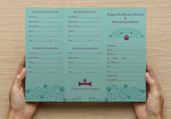 50-Pack Canine Health Records Shot Vaccination for Dogs Puppies Litters Breeders