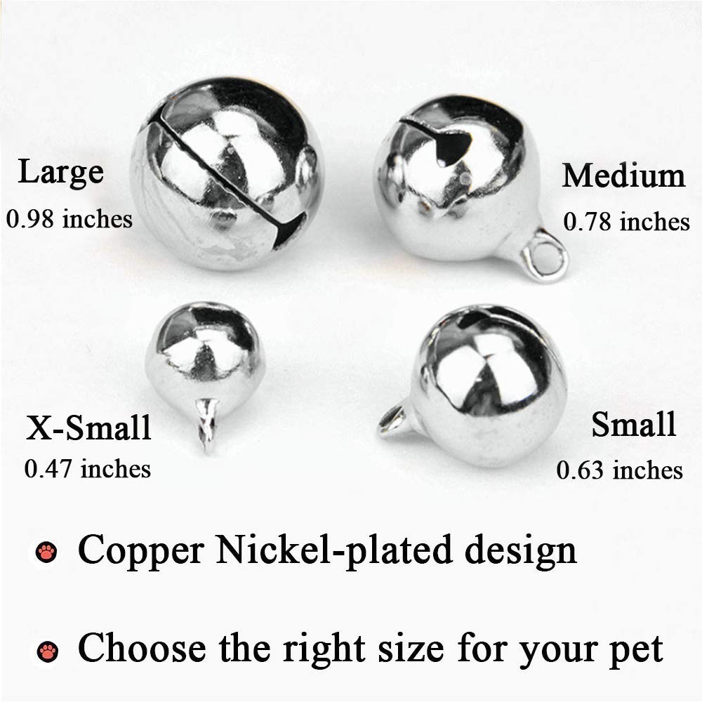 IVIA PET 4 Sets Cat Bell for Dog Collar Charm Training Pet X-S, Silver