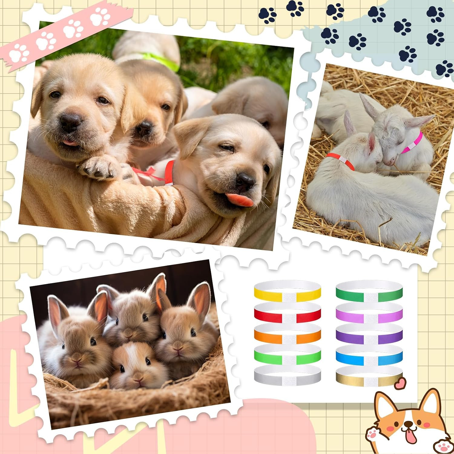 500 Count 18.5 Inch Paper Dog Collars Waterproof Whelping Collars Puppy Newborn