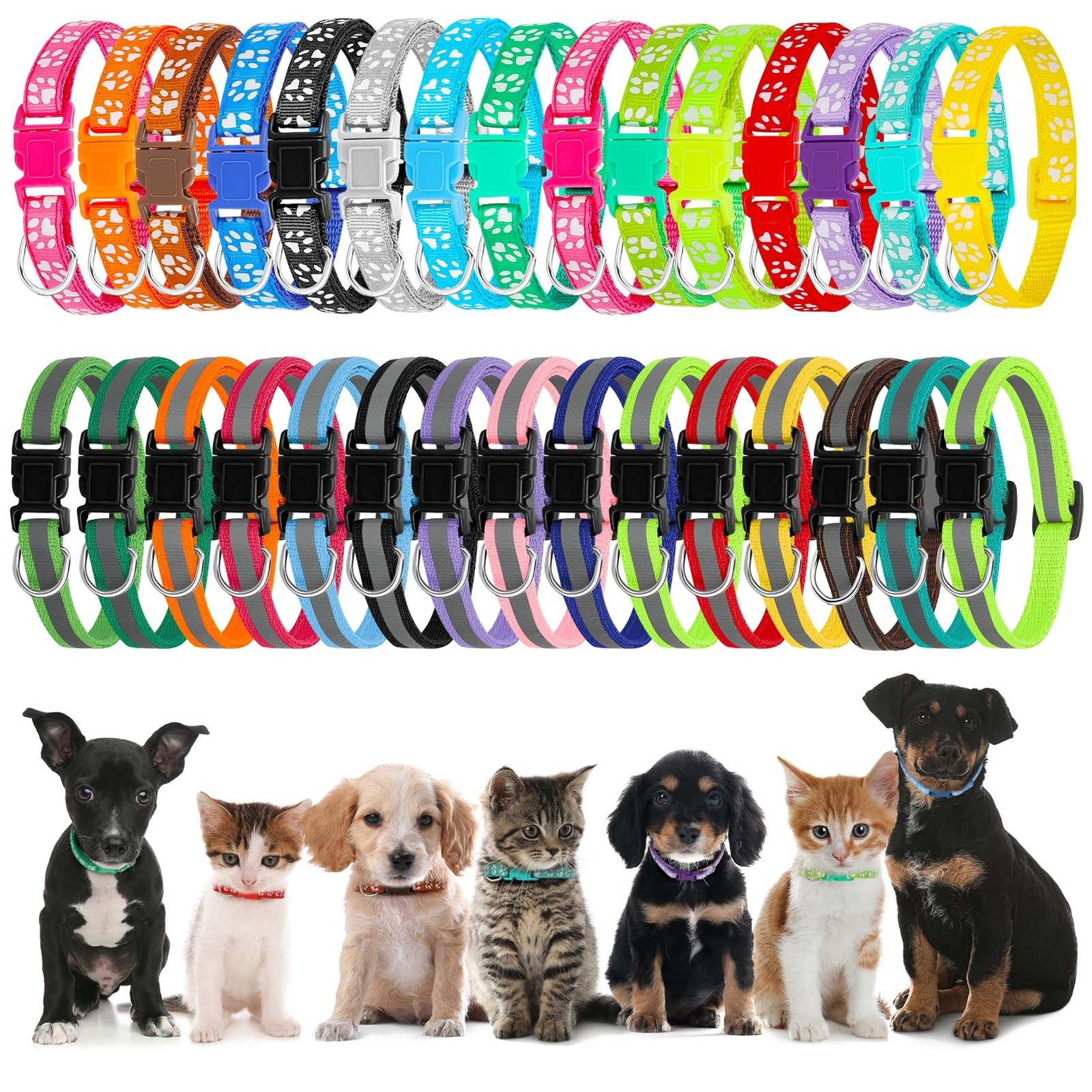 16 Pack Adjustable Puppy ID Collars – Soft Nylon Whelping Collars for Newborn…