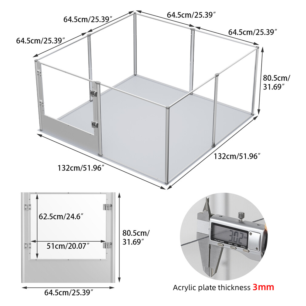 Acrylic Dog Playpen Pet Dog Exercise Pens Dog Kennel Crate Aluminium Rod Support