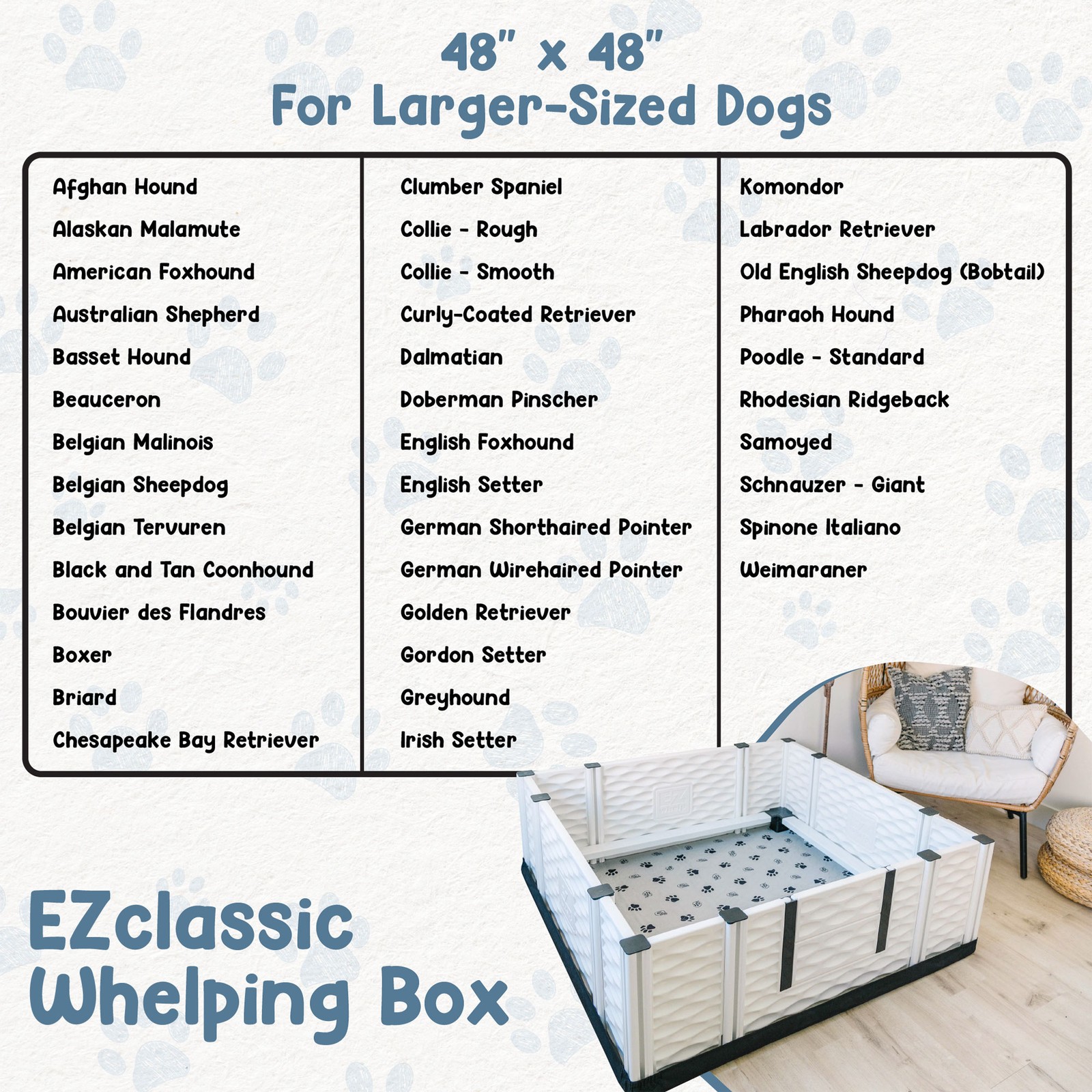 EZwhelp EZclassic 48″x48″ Puppy Whelping Box w/Rails & Liner, Black (Open Box)