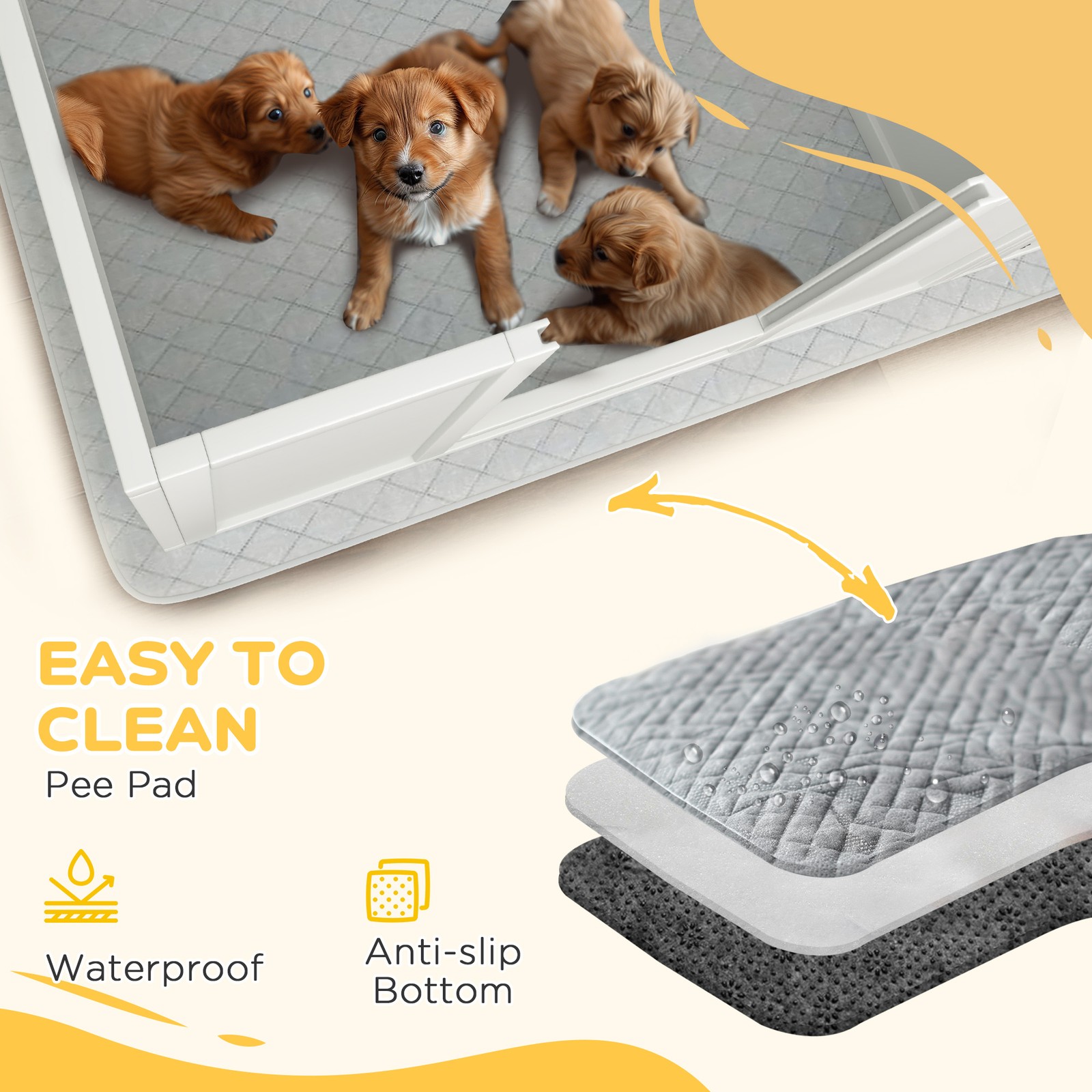 Whelping Box for Dogs with Pee Pad, Pig Rail, 41″ x 39″