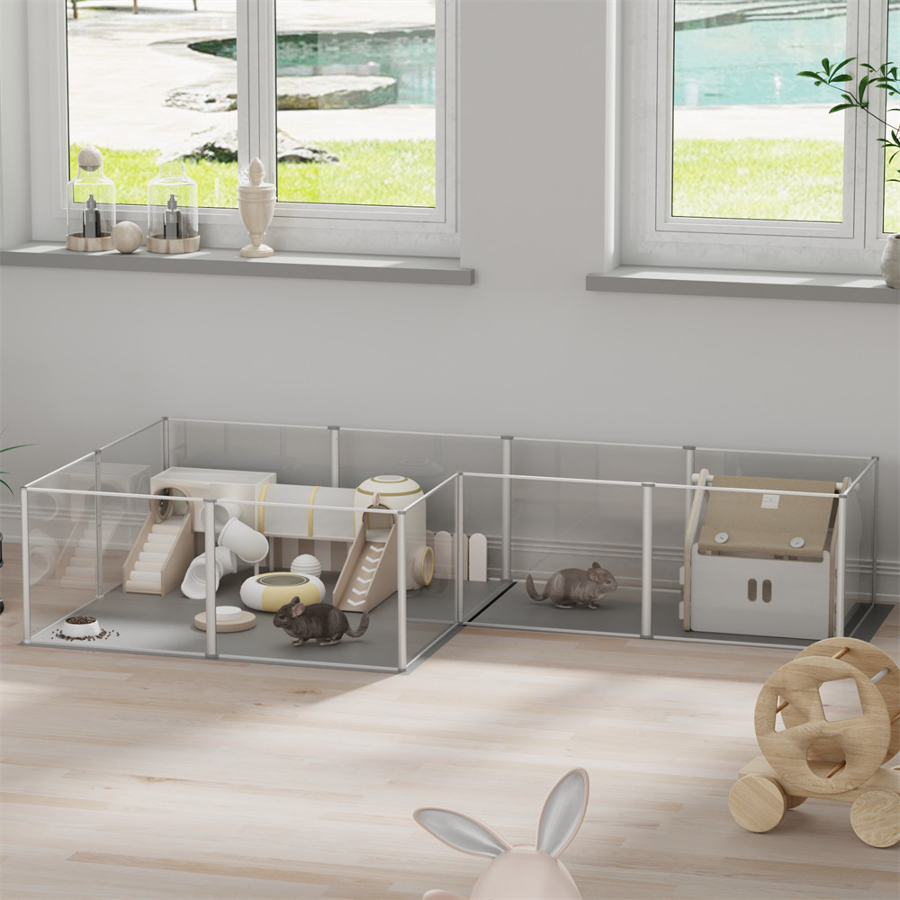 Strong Pet Playpen Clear Acrylic Whelping Box Cage Kennel w/ Pad Dog Cat Rabbit