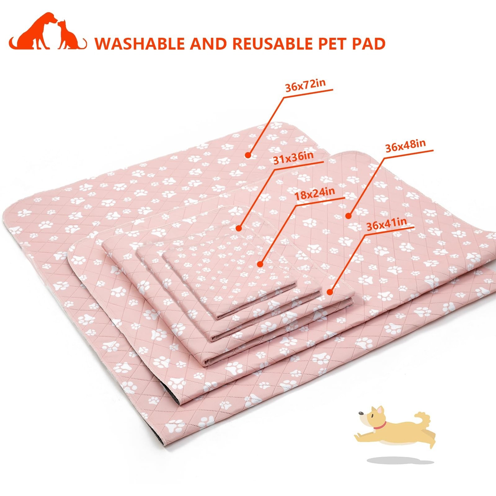 Washable Pee Pad for Dogs of 2Pack Reusable Puppy Non-Slip Pet Training PadsA