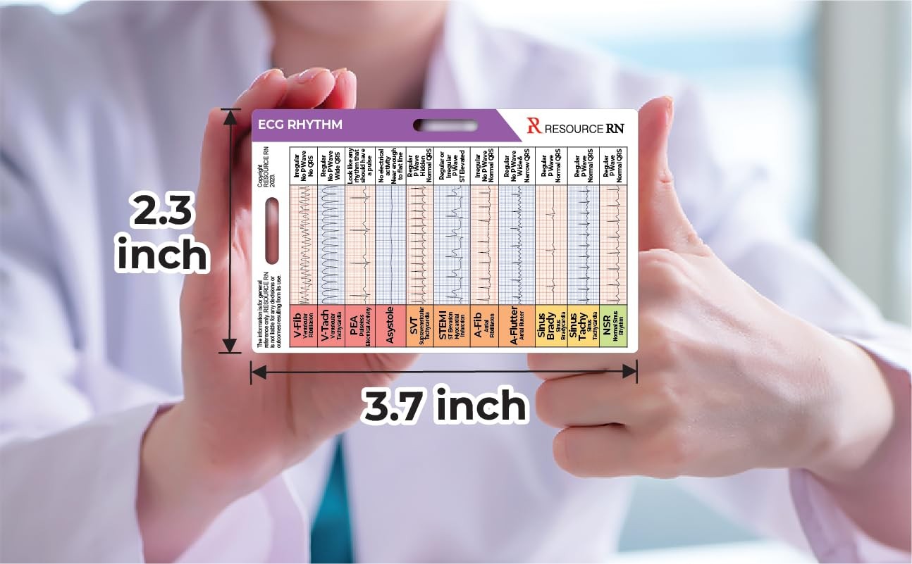 EKG Rhythm Interpretation Badge Card – Quick Reference Guide for ECG/EKG Rhyt…