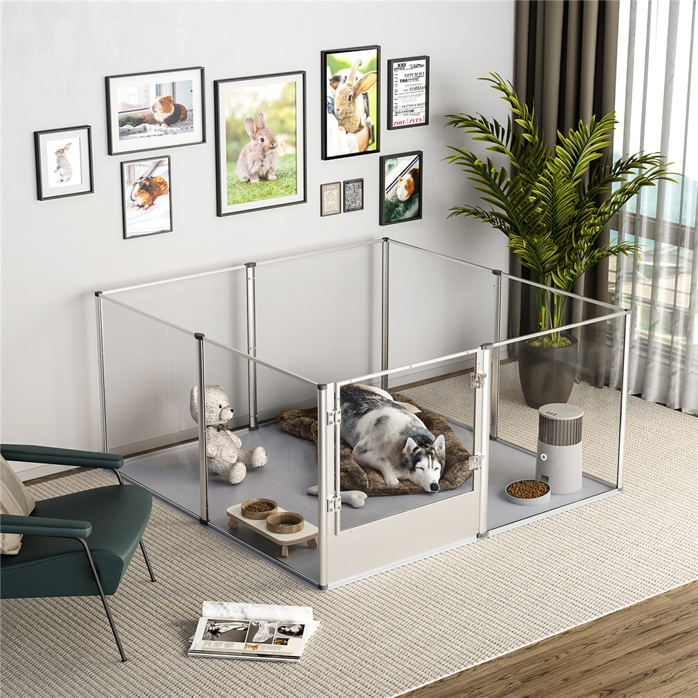 Acrylic Dog Playpen Pet Dog Exercise Pens Dog Kennel Crate Aluminium Rod Support