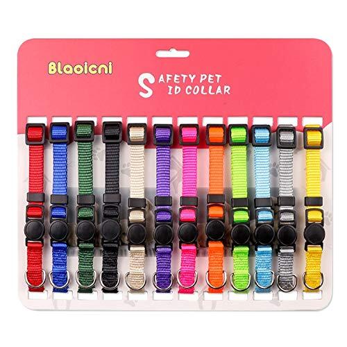 Nylon Adjustable Breakaway Litter Collars for Newborn Pets Dogs Cats, 12 Pack