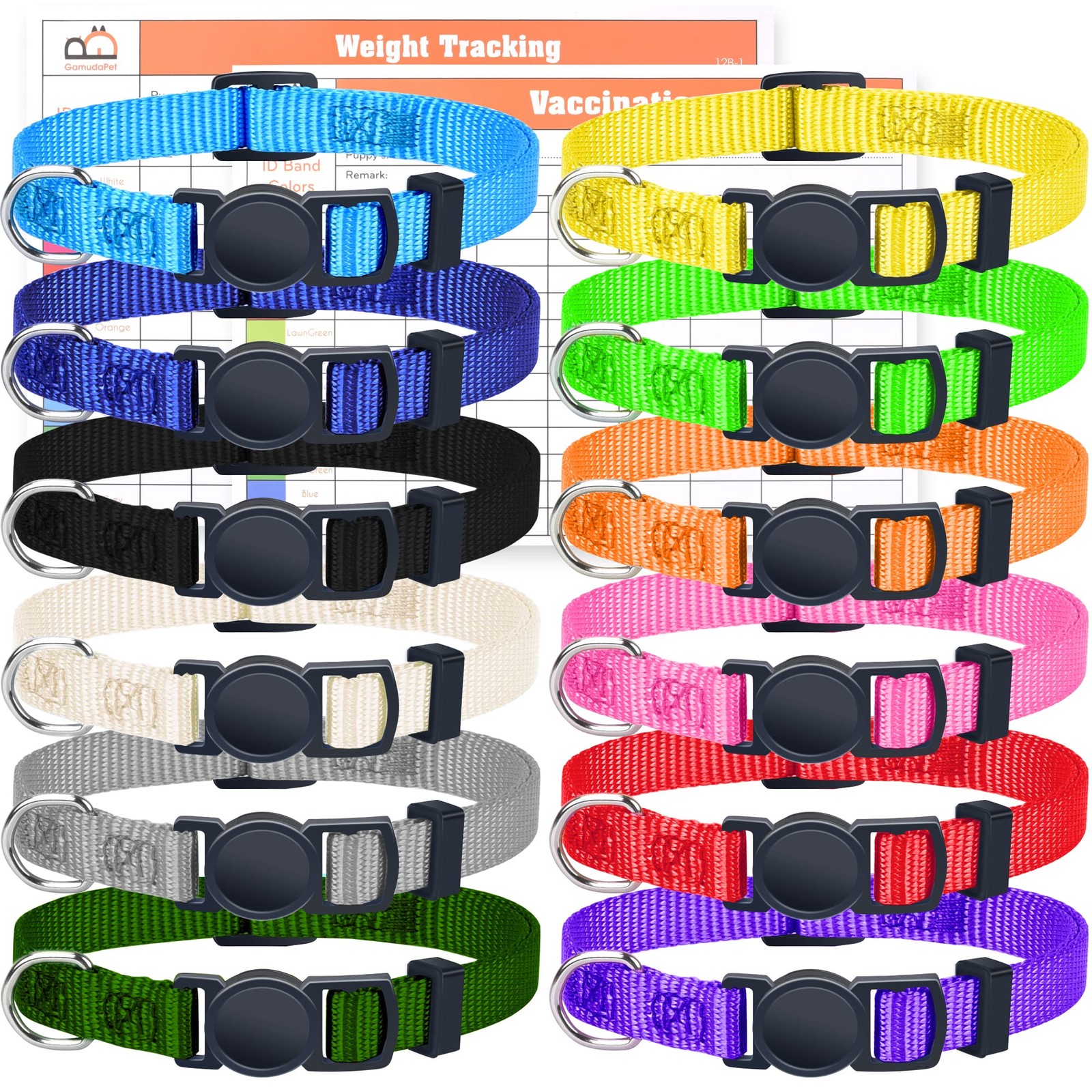 Puppy ID Collars – Super Soft Nylon Whelping Set – Adjustable Breakaway Litter f