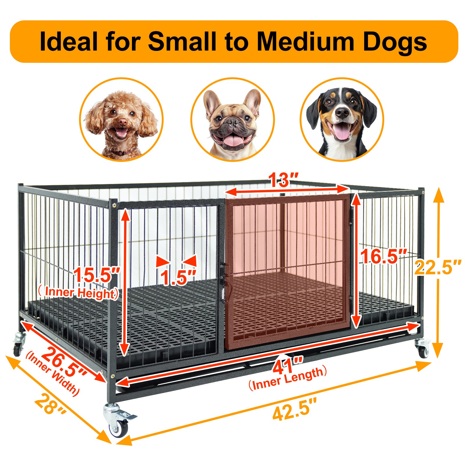 Homey Whelping Top Box w Plastic Floor Tray Casters for Small Breed Dogs