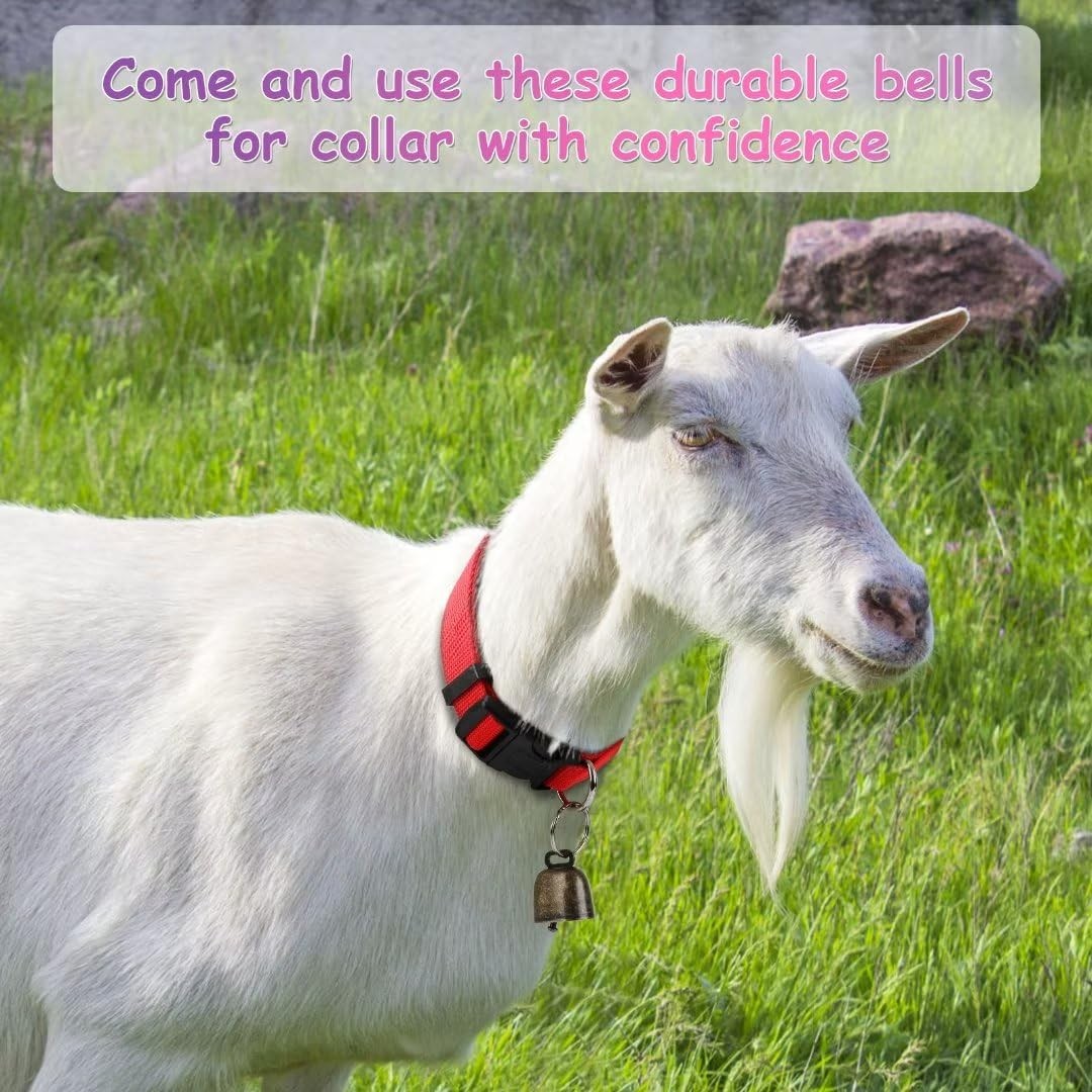 5 Pack Goat Collars with Bells, Horse Sheep Grazing Copper Bells and Adjustab…
