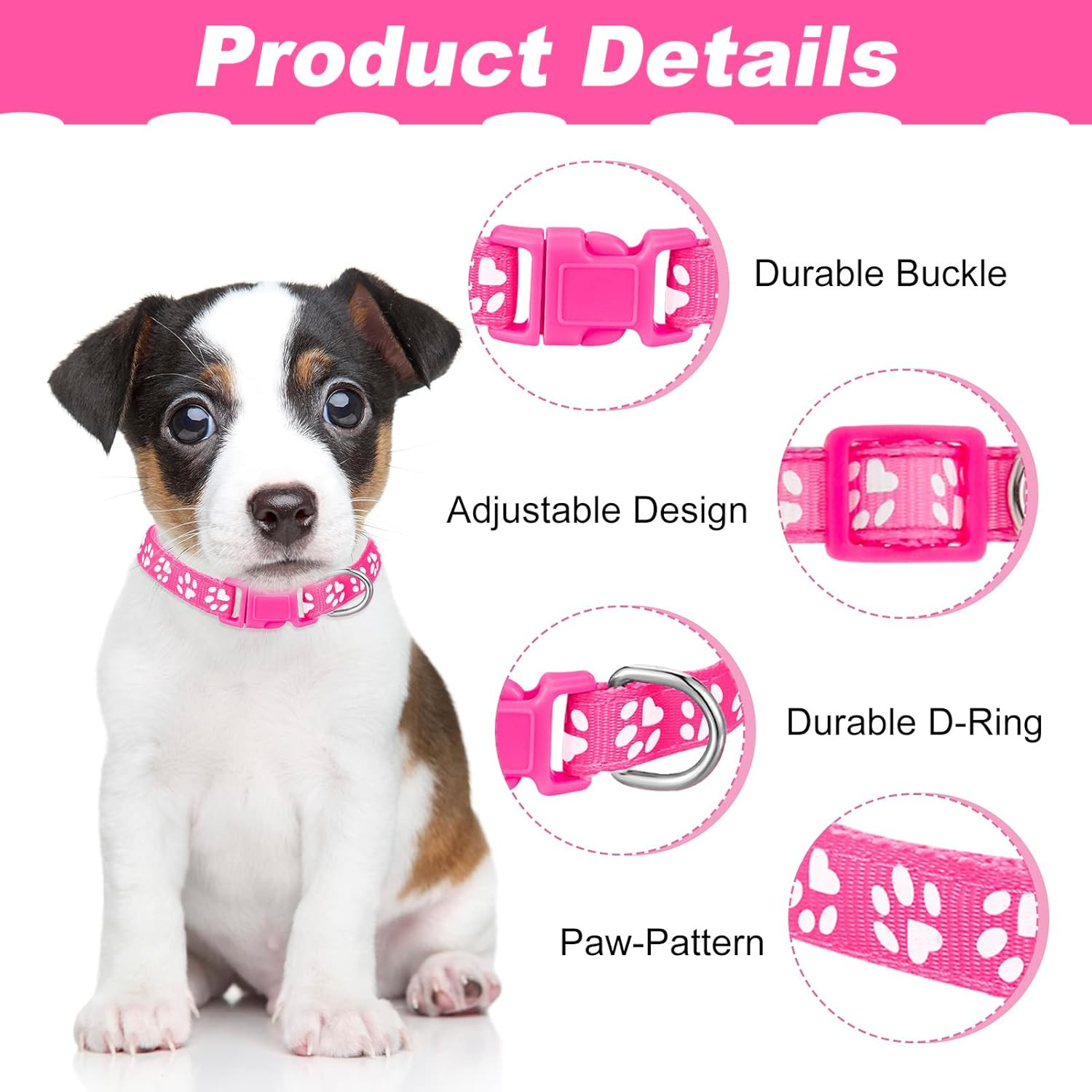 18 Pcs Puppy Collars for Litter Adjustable Puppy Whelping Collars Soft Nylon Pup