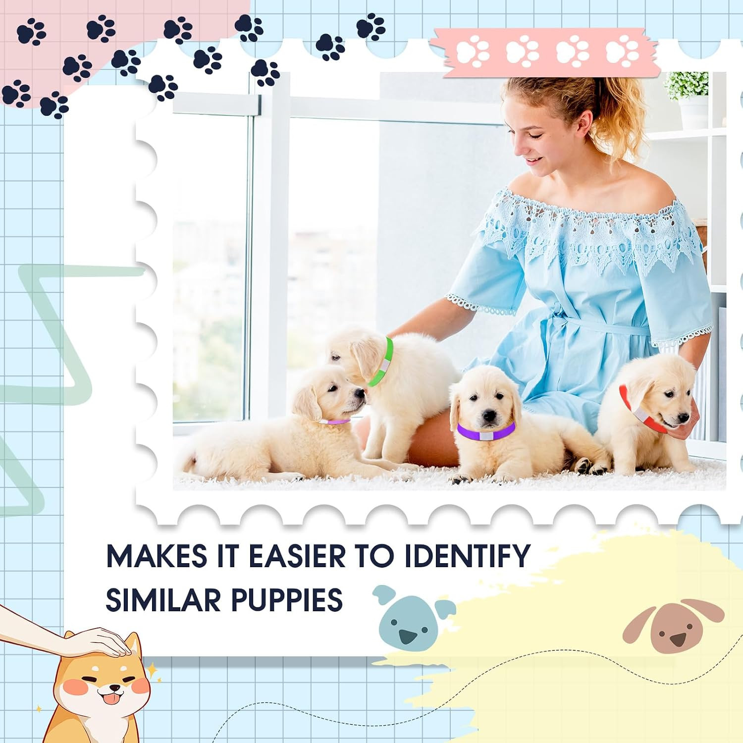 500 Count 18.5 Inch Paper Dog Collars Waterproof Whelping Collars Puppy Newborn