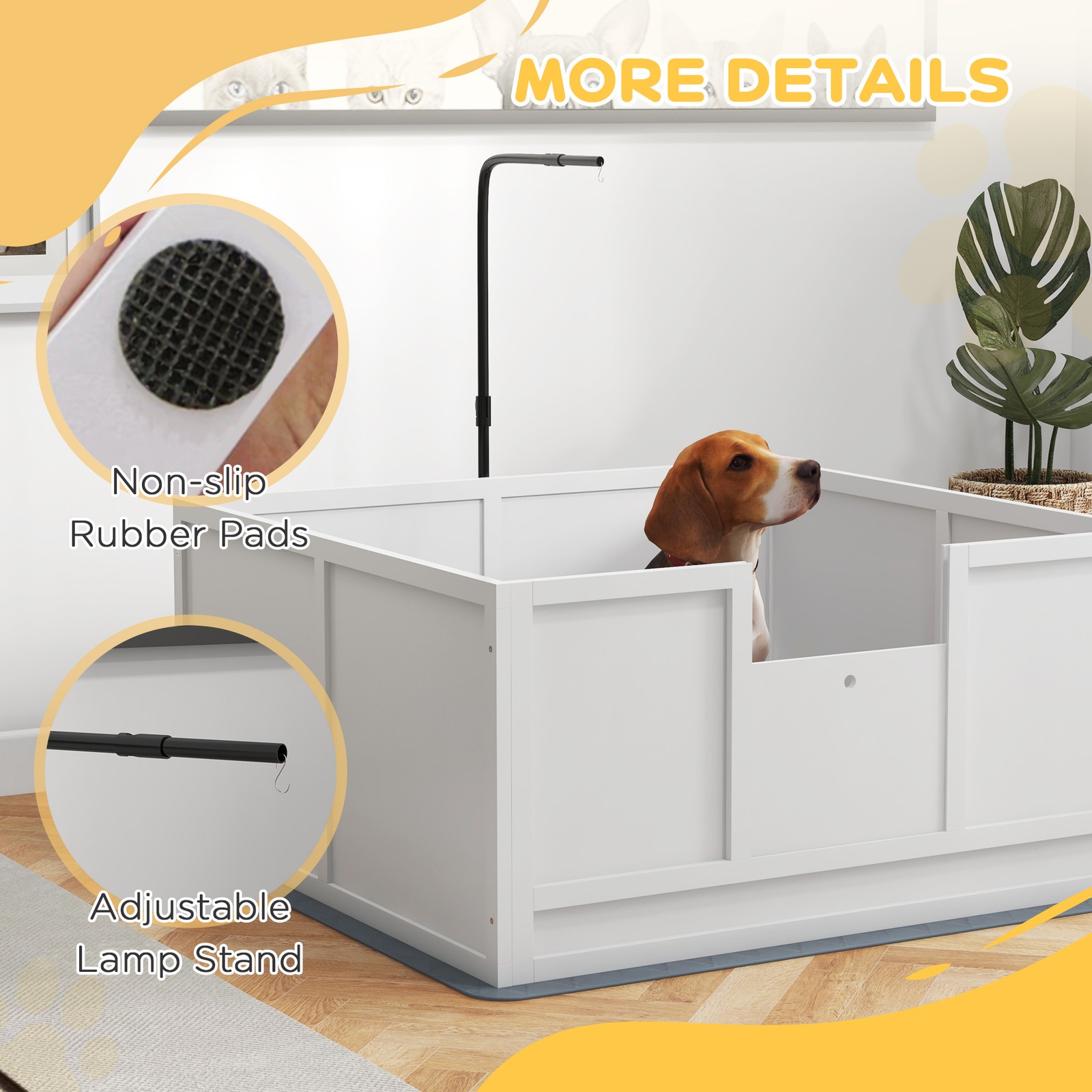 Whelping Box for Dogs with Pee Pad, Pig Rail, 41″ x 39″