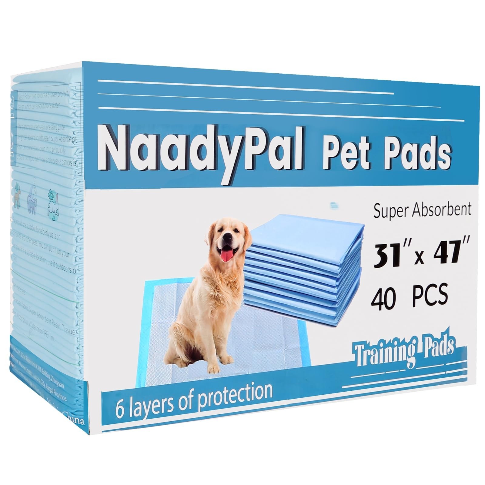 31×47 Extra Large Dog Pee Pads for Large & Giant Breeds, 40 Count – Leak-Proo…