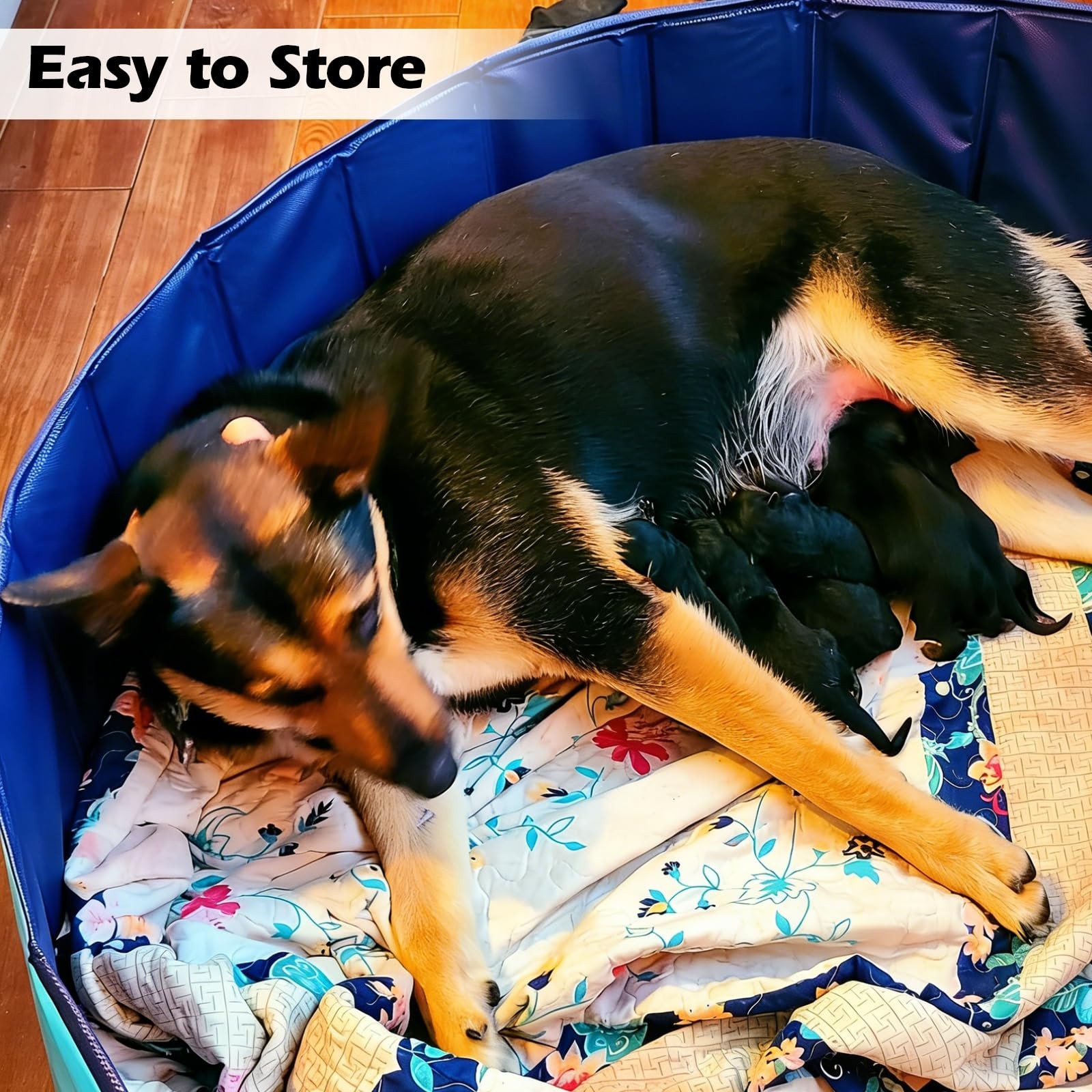 Whelping Box for Dogs & Puppies, Easy Clean Whelping Pool & Pen, 39″ Dia x 12″ H