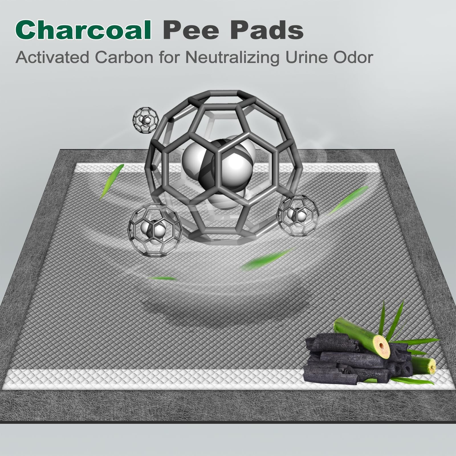 MIZOK Pee Pads for Dogs Charcoal, 28x30in Large Wee Wee Pads for Dogs, Superi…