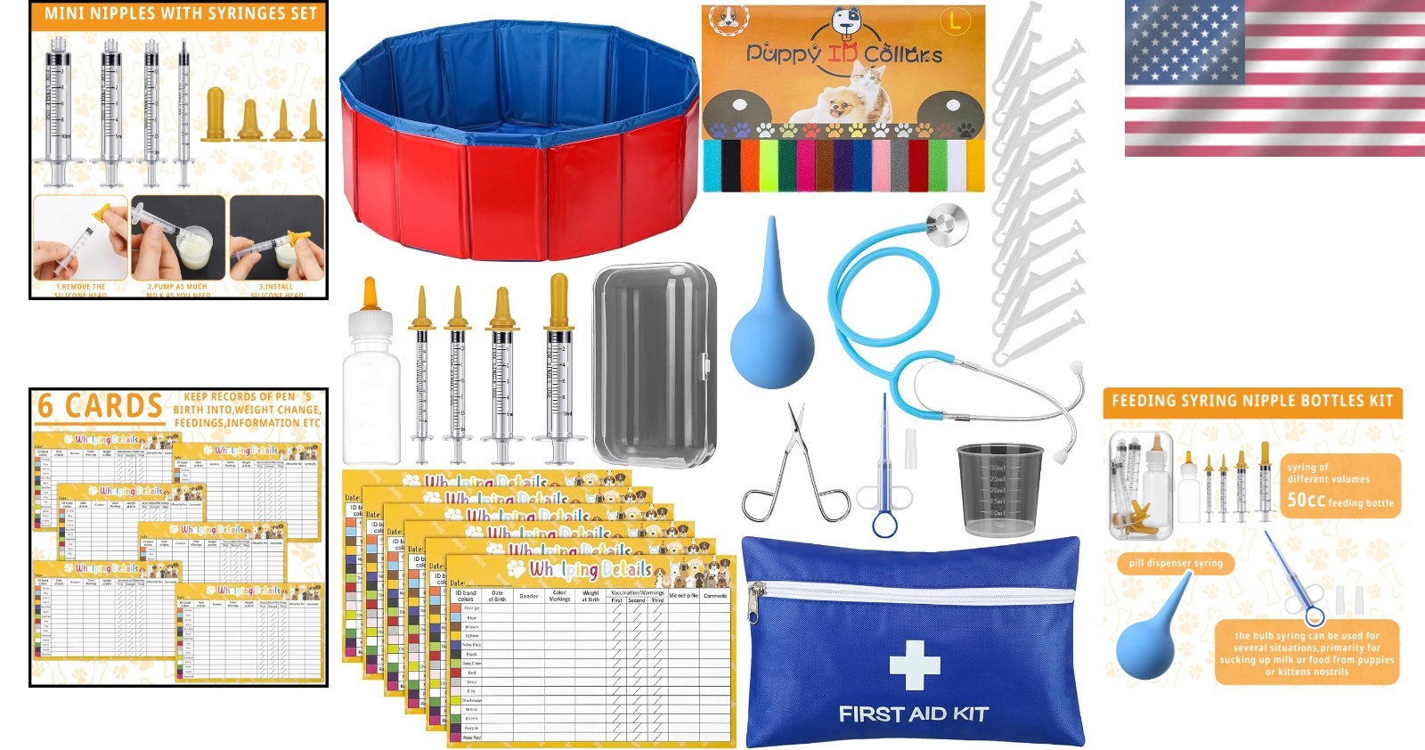 57-Piece Puppy & Kitten Whelping Kit – Essential Supplies for Newborn Care