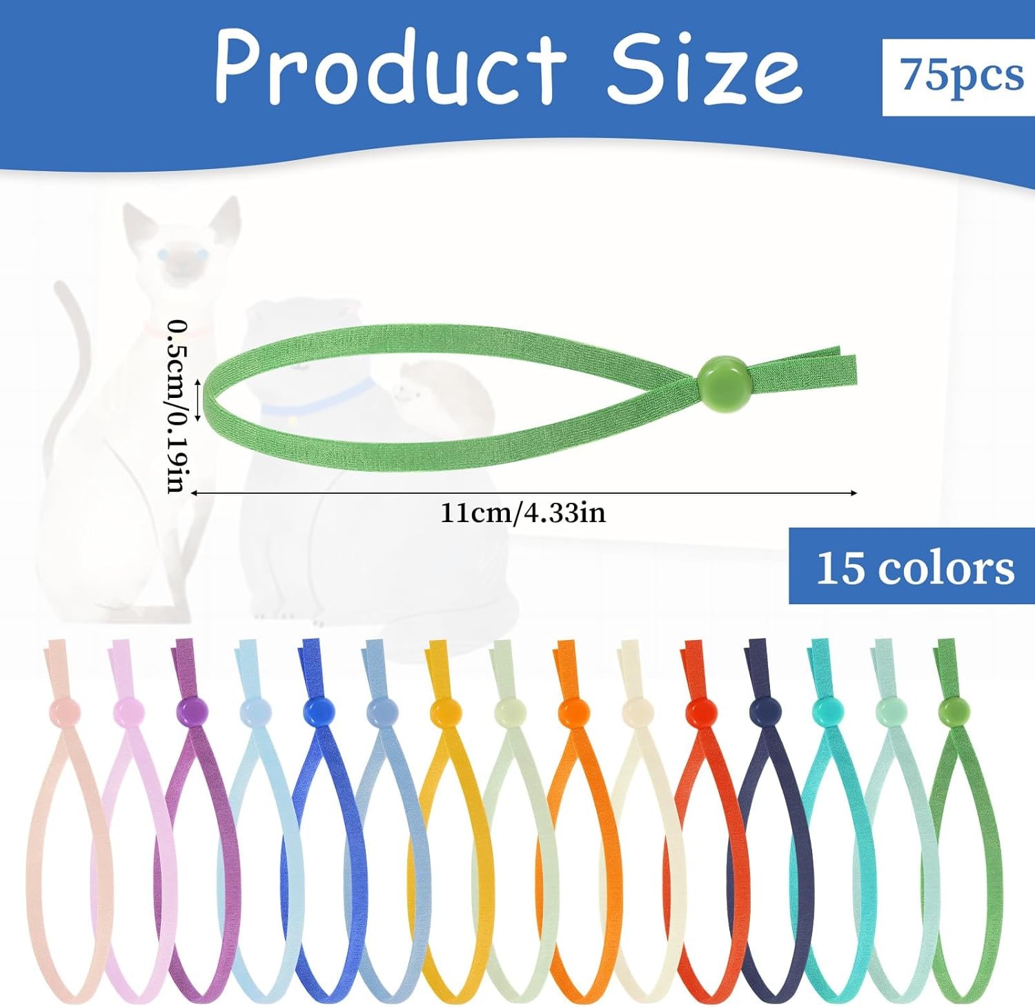 75pcs Stretchy Puppy Collars for Litter Colored Whelping Identification Bands fo