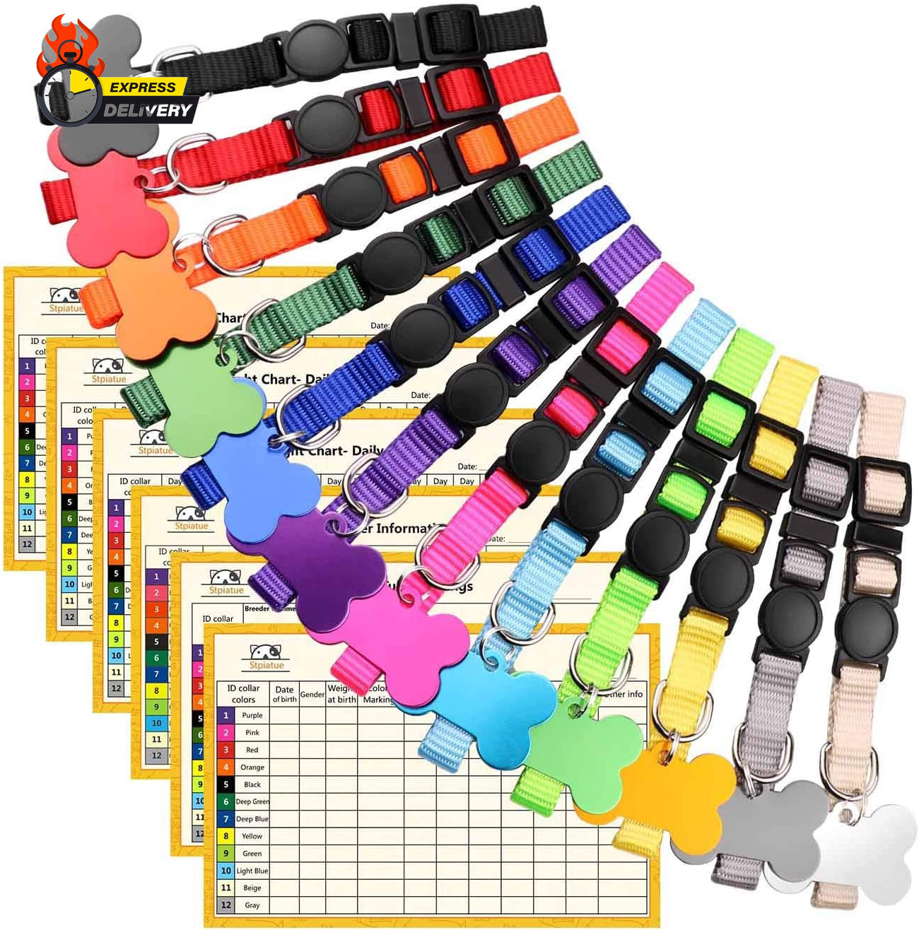 Upgraded Puppy Collars for Litter Puppy ID Collars Whelping Supplies Soft Nylon