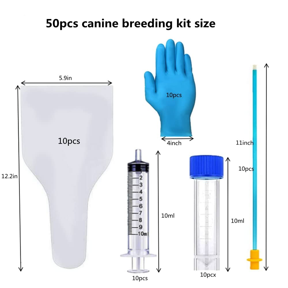 50 Pieces of Set AI Artificial Insemination Dog Breeding Kit, Disposable Canine