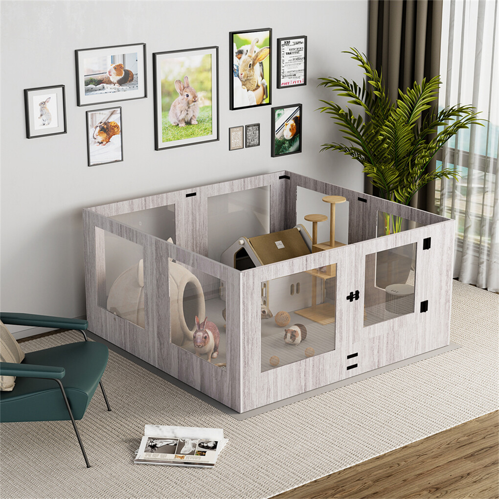 XL Safest Tempered Glass Dog Whelping Pen Box Shatter-proof Playpen Exercise Box