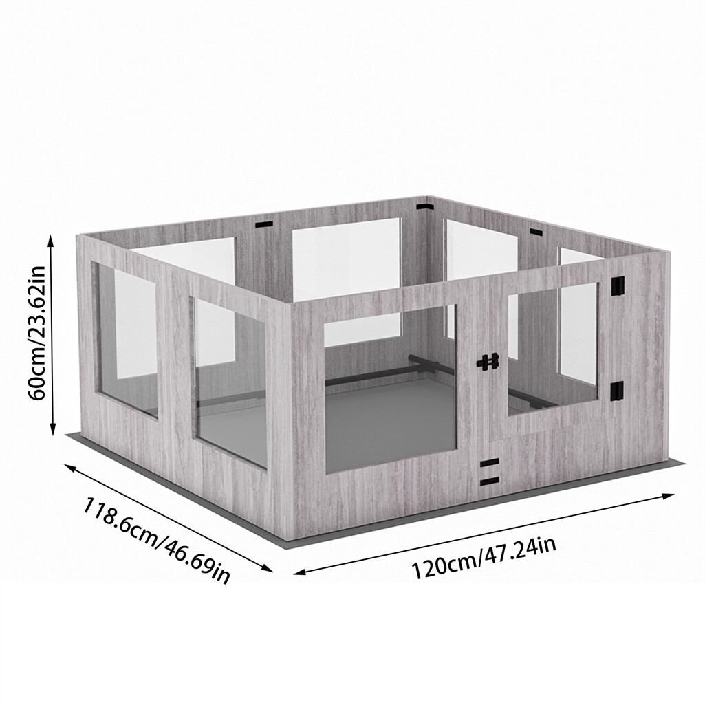 Innovative Tempered Glass Dog Whelping Pen Box Portable Birth Fence w Door &Lock