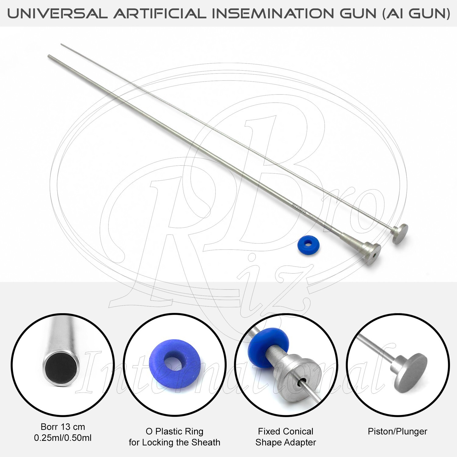 Universal AI Gun Fixed Stainless Steel 18″ Artificial Insemination Gun