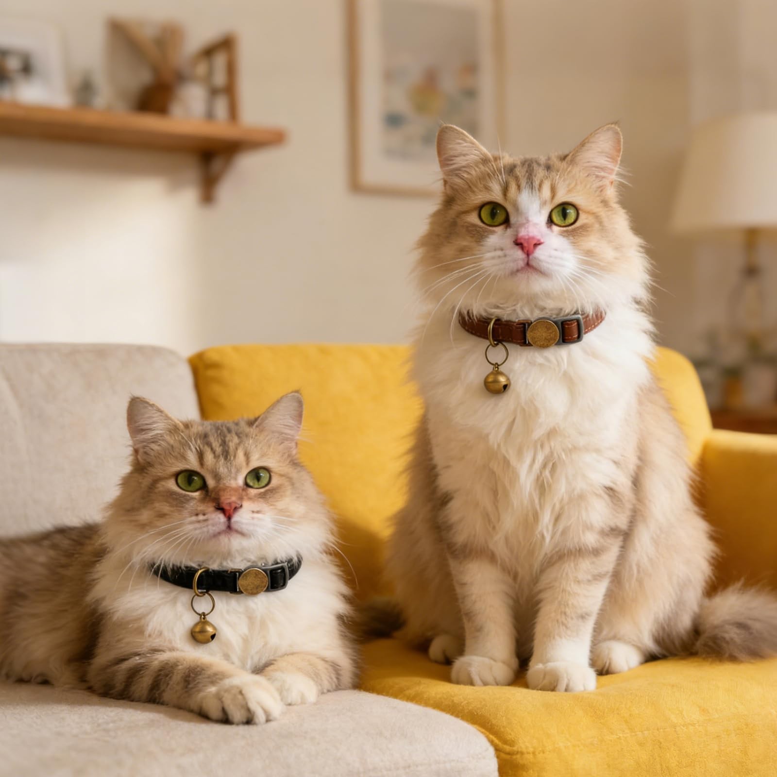 2 Pcs Retro Leather Cat Collar for Boy Cats, Adjustable Breakaway Cat Collar …
