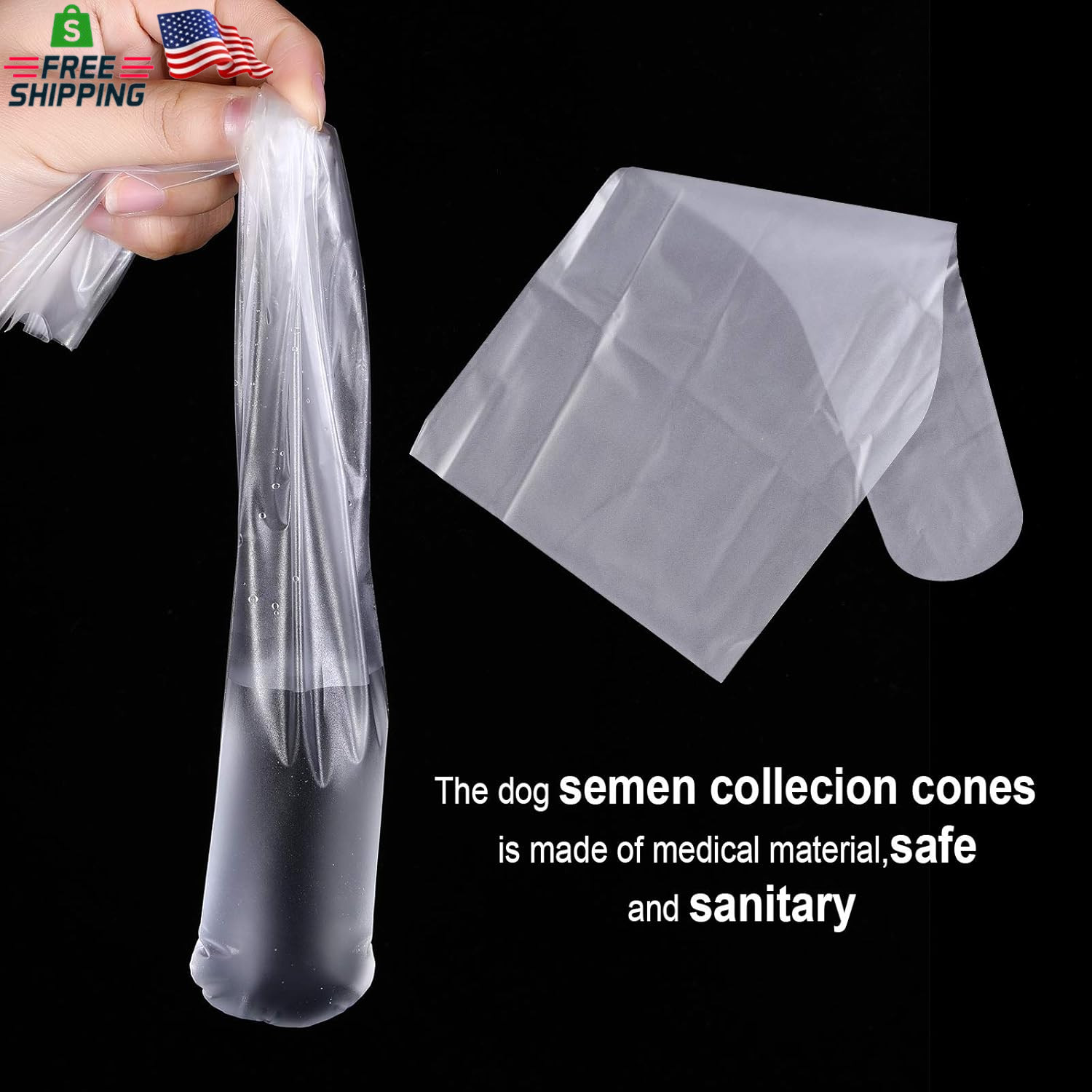 Nuanchu 100 Pieces Canine Semen Collection Cones Disposable Semen Collection Bag